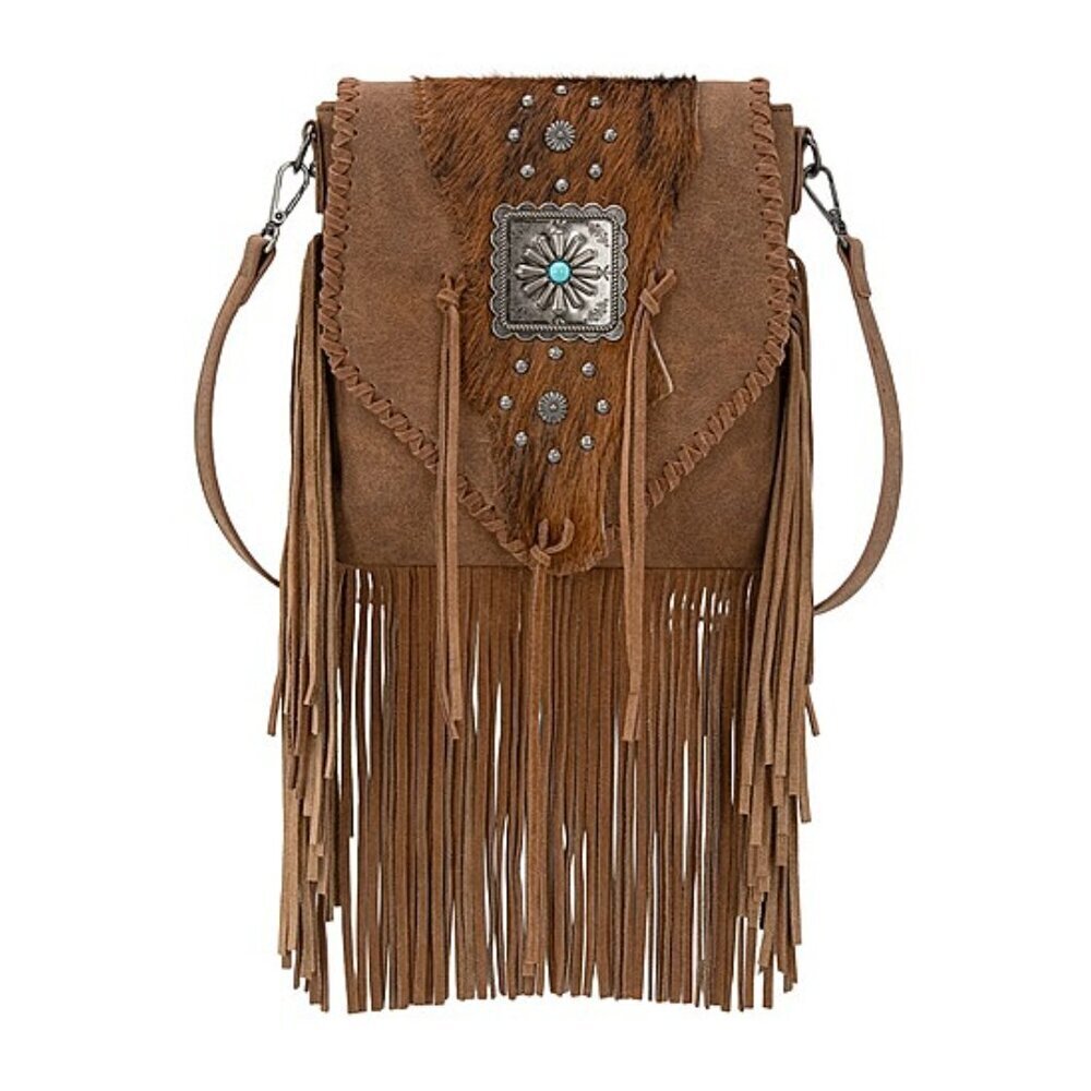 Montana West Fringe Hair-On Cowhide Crossbody - Brown - Picture 7 of 12
